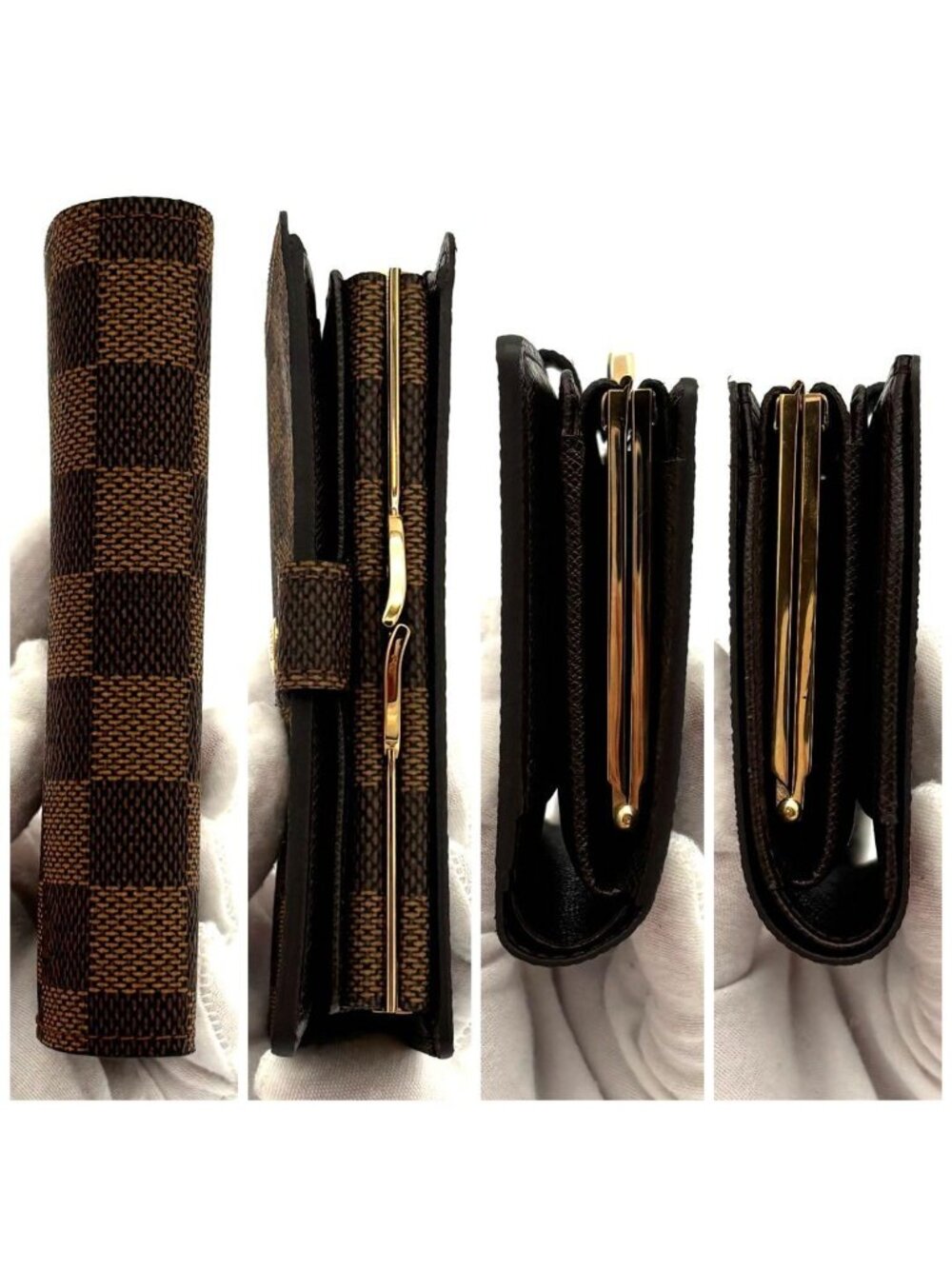Louis Vuitton Wallet Kiss Lock Porte Monnaie Billets Viennois Damier Brown - Picture 7 of 11